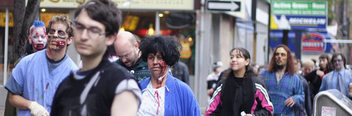 Non zombies mix it up with the undead. Non zombies mix it up with the undead.