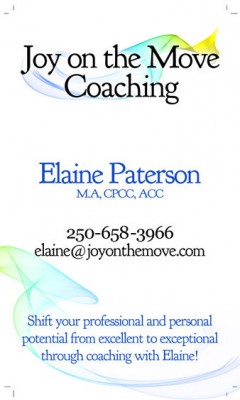 Joy on the Move business card Joy on the Move business card
